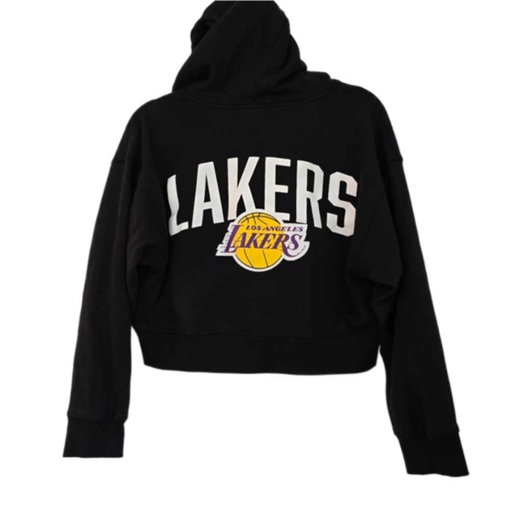 😀 Women's LAKERS Crop Zip‎ Up Hoodie - Large - NBA